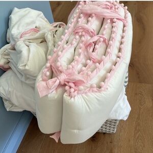 Pottery Barn Kids Baby ORGANIC POM POM CRIB BUMPER One Size